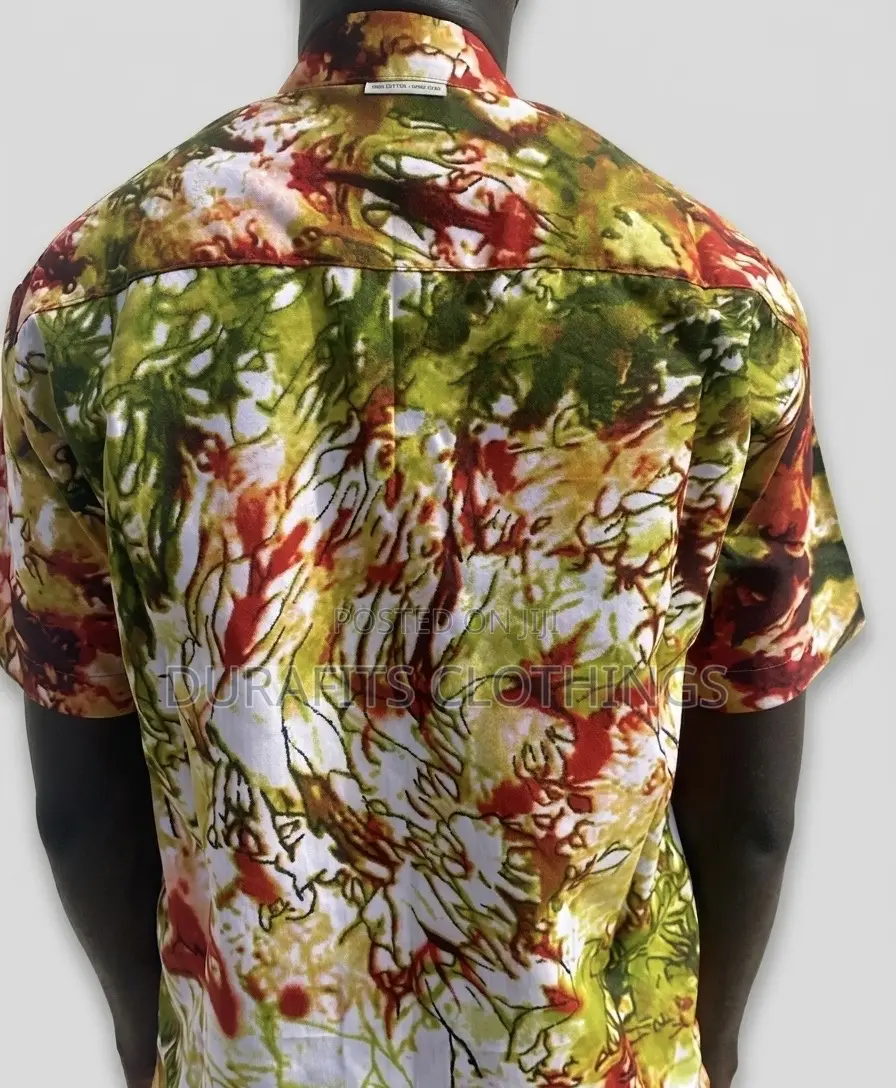 Men’S Handmade Batik Short Sleeve Button-Down Shirt