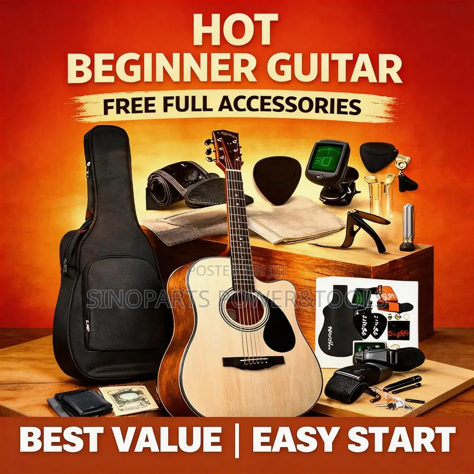 Kepma Full Size Acoustic Guitar Cutaway With Padded Gig Bag