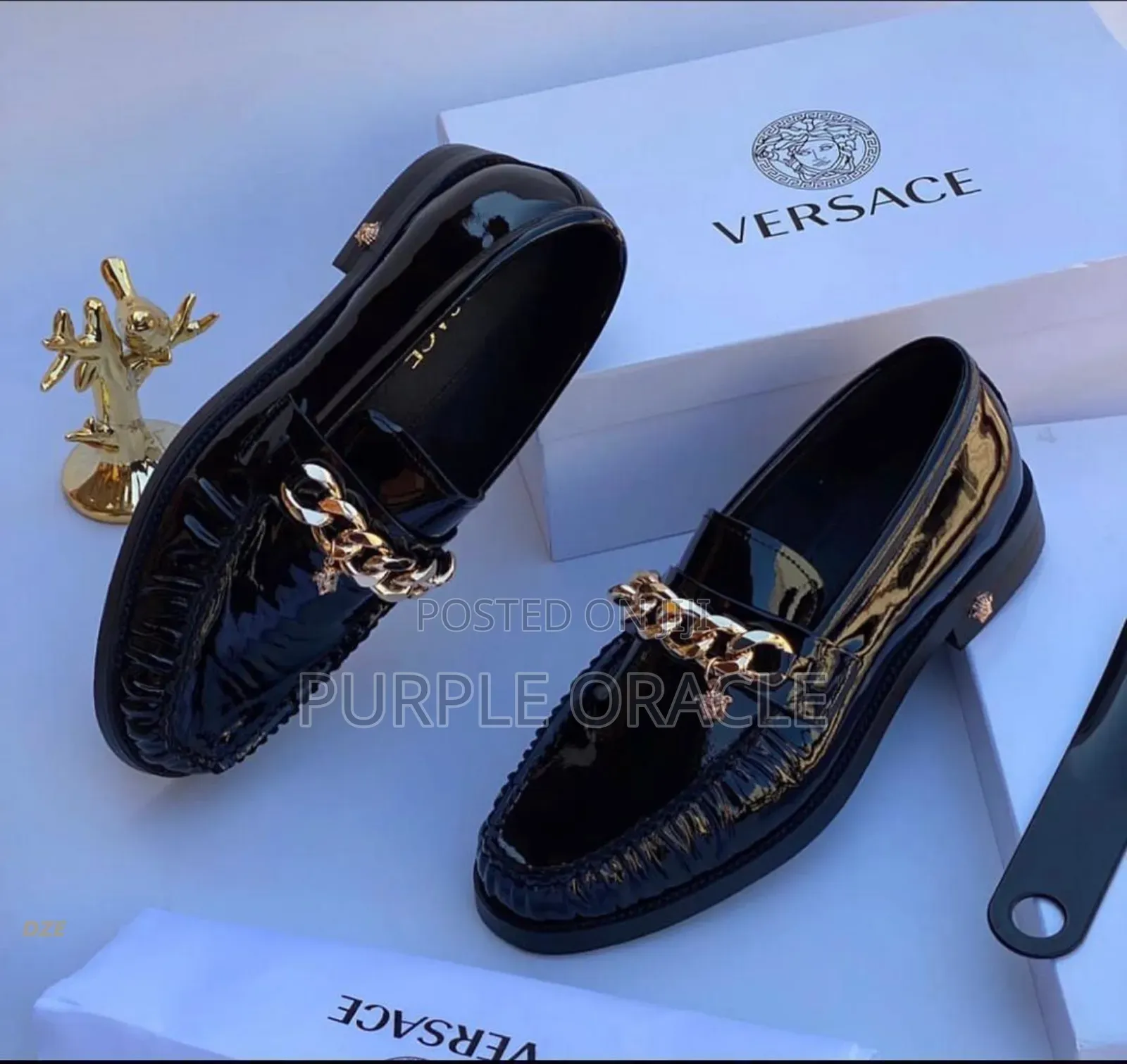 Versace Breathable Black Leather Loafers for Men.