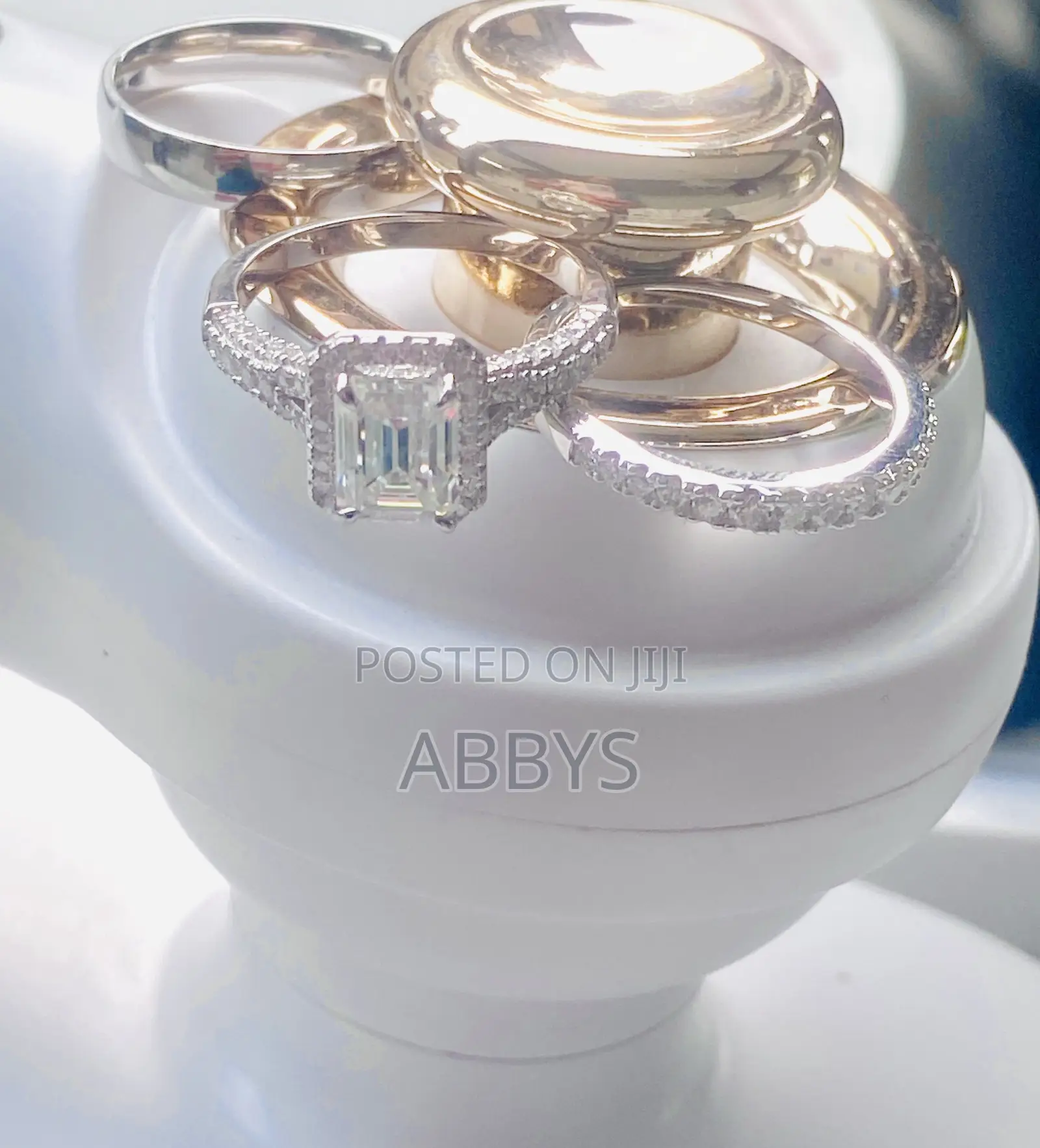 Emerald Cut Moissanite Wedding Rings-925 Sterling Silver
