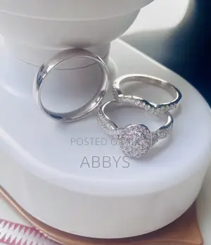 Three Set Cubic Zirconia 925 Sterling Silver Wedding Ring