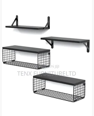 4pcs / Set Wall Mounted Floating Shelves Iron Basket Storage Rack