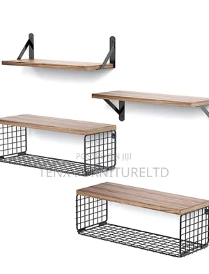 Floating Shelves Iron Rack Organizer Shelf - Brown