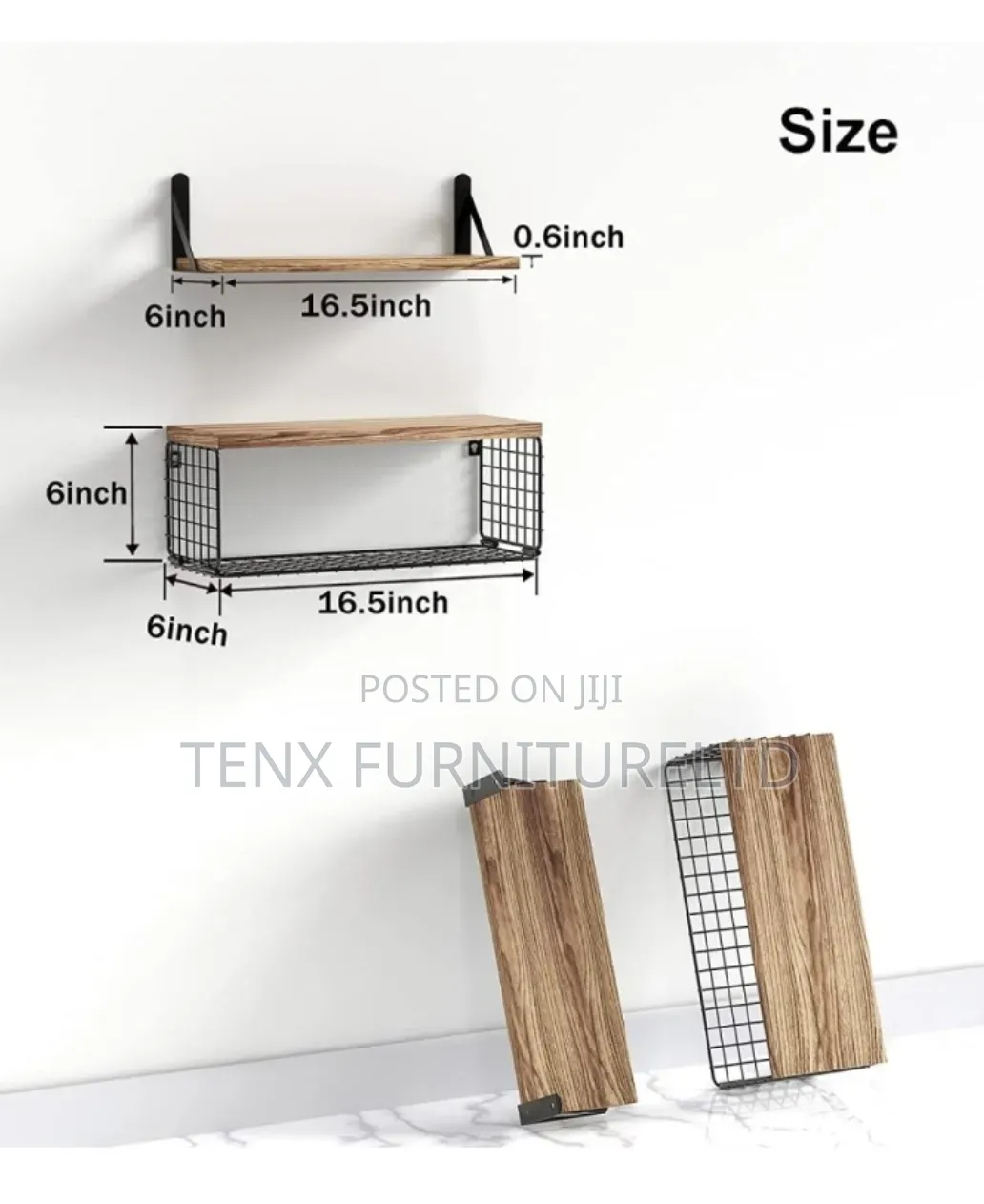 Floating Shelves Iron Rack Organizer Shelf - Brown