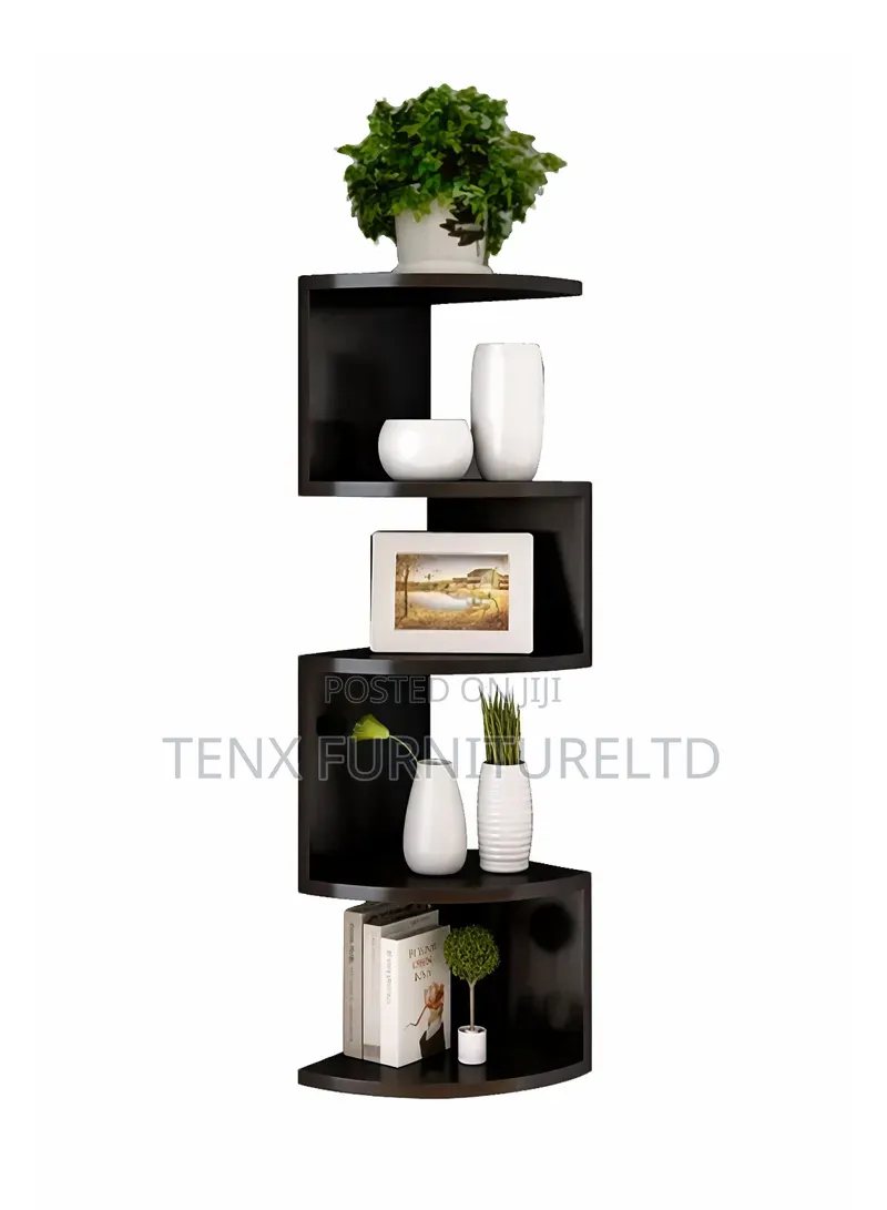 Wall Corner Bookshelf Storage Rack, Potted Plant Holder, Photo Frame
