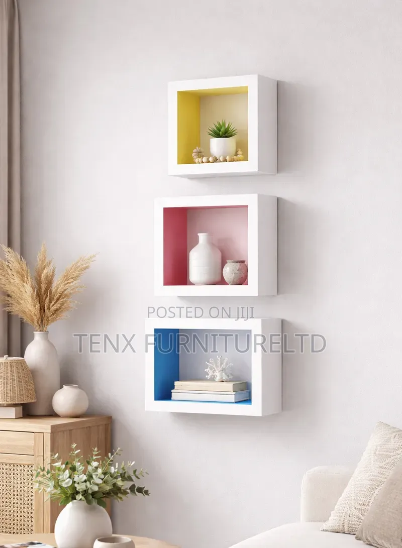 3pcs Vertical Stacked Square Wall-Mounted Shelves,