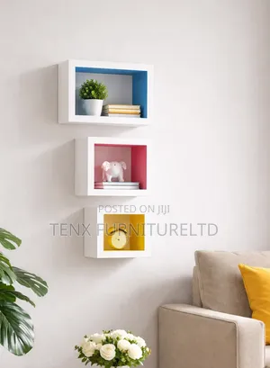 3pcs Vertical Stacked Square Wall-Mounted Shelves,