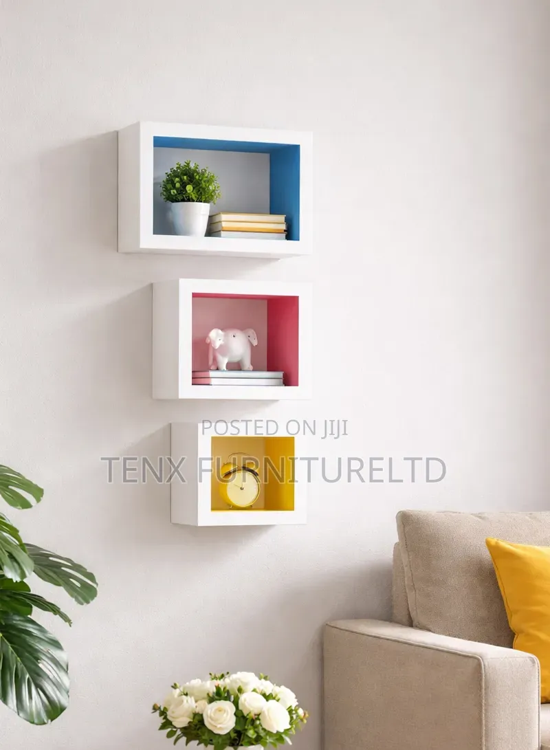 3pcs Vertical Stacked Square Wall-Mounted Shelves,