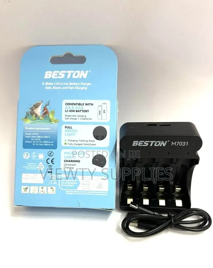 4-Slot Smart Charger for Aa/Aaa Lithium-Ion Rechargeable Batteries