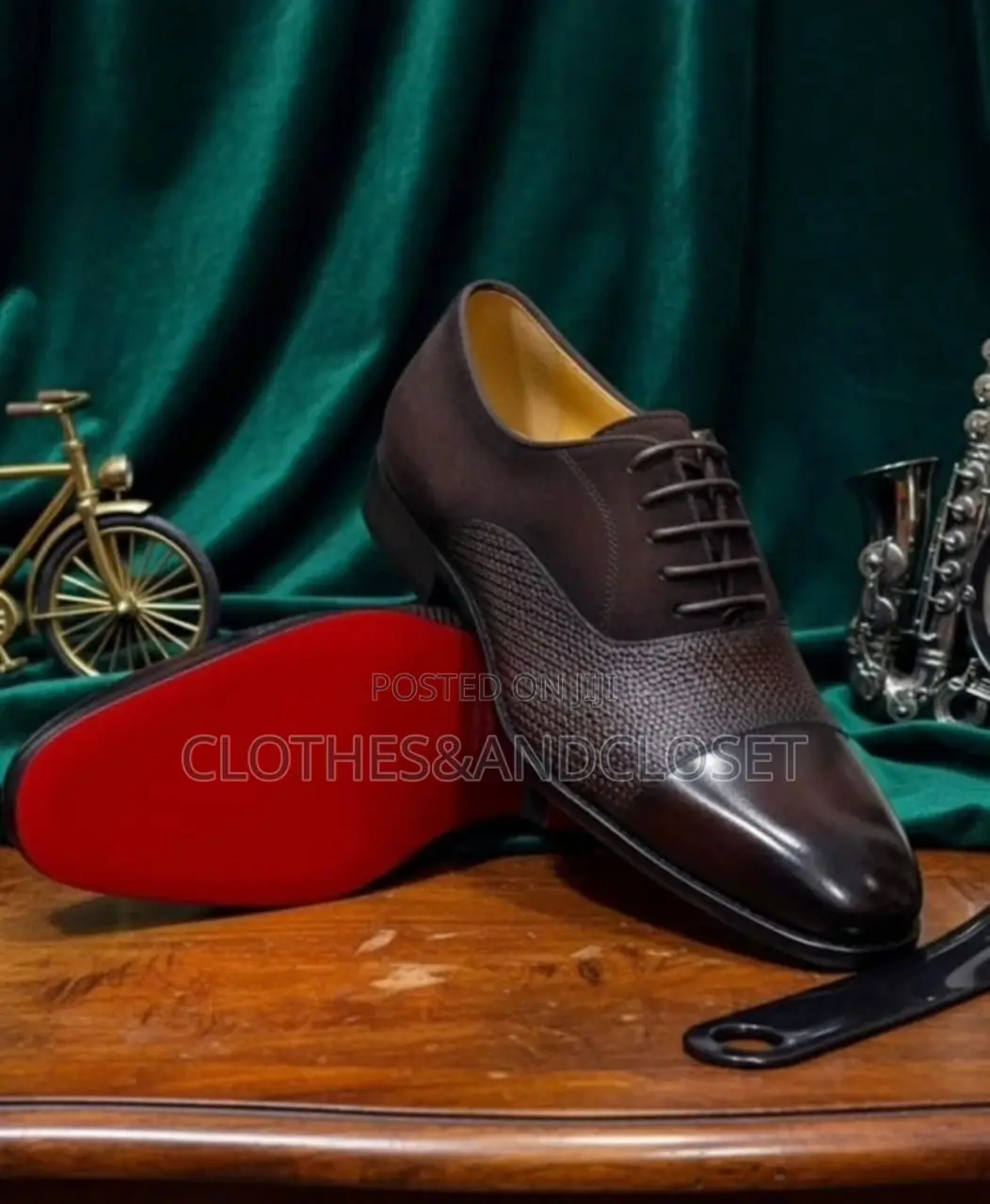 Brown Leather and Suede Oxford Shoes