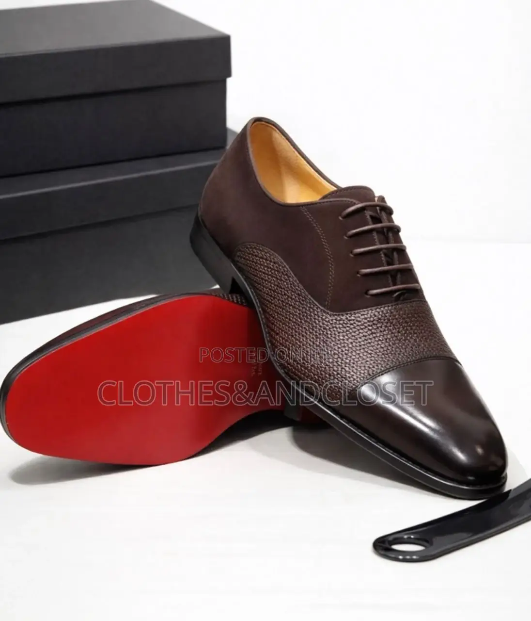 Brown Leather and Suede Oxford Shoes