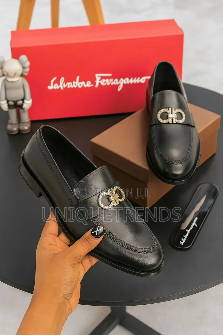 Salvatore Ferragamo Gancini Buckle Leather Loafer.