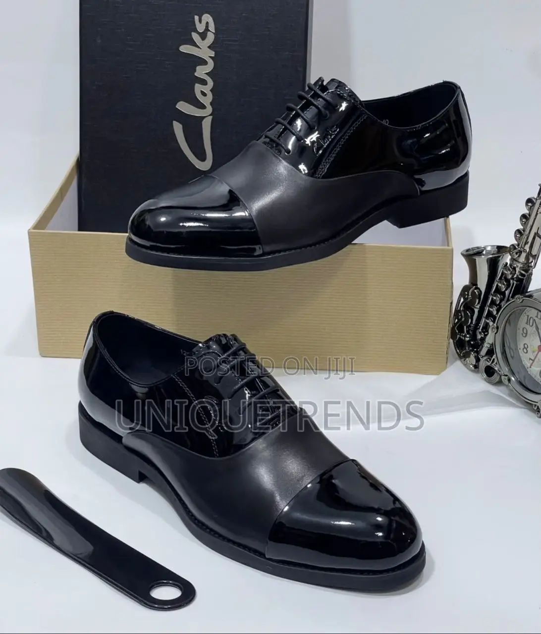 Quality Clarks Patent Leather Shoes (Black)