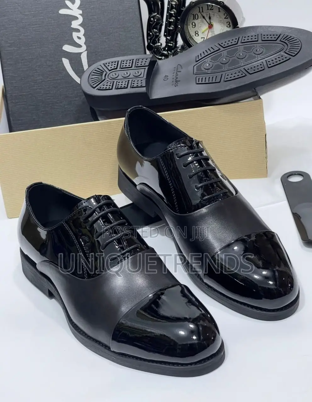 Quality Clarks Patent Leather Shoes (Black)
