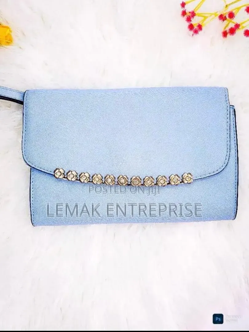 Ladies Purse Light Blue Diamond Design