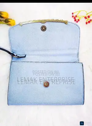 Ladies Purse Light Blue Diamond Design