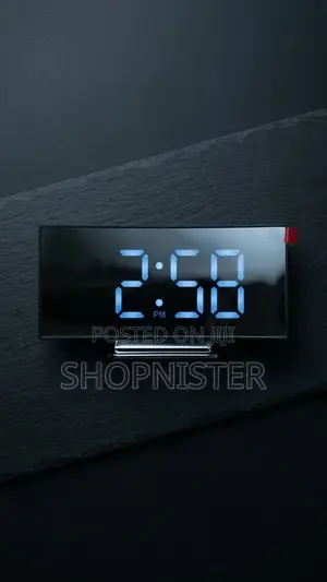 Modern Curved Mirror Led Digital Alarm Clock