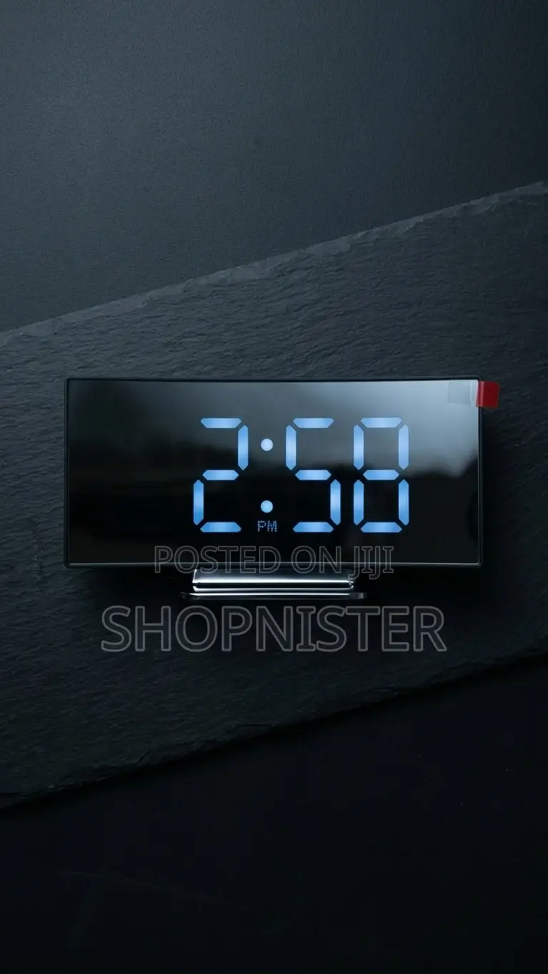 Modern Curved Mirror Led Digital Alarm Clock