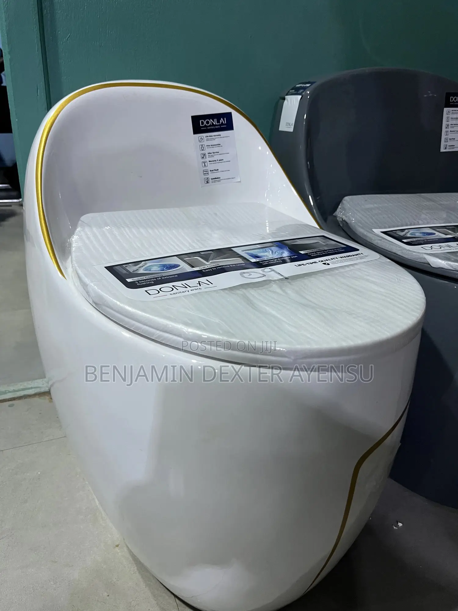 Sleek Wc With Gold Design