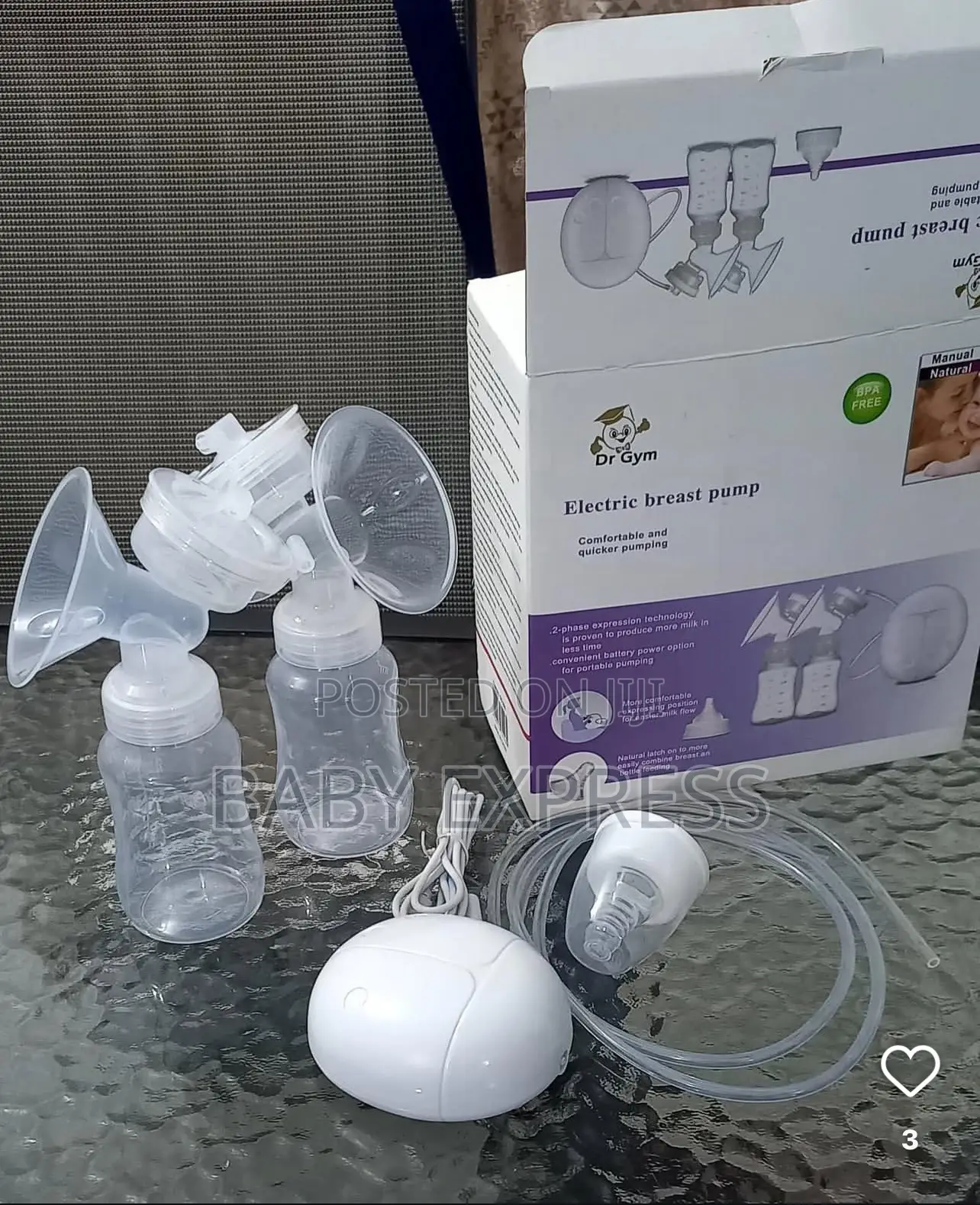 Double Electric Breast Pump With Bottle Lids – Easy Use Clean
