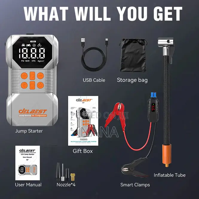 Multi Functional Lithium Starter and Compressor