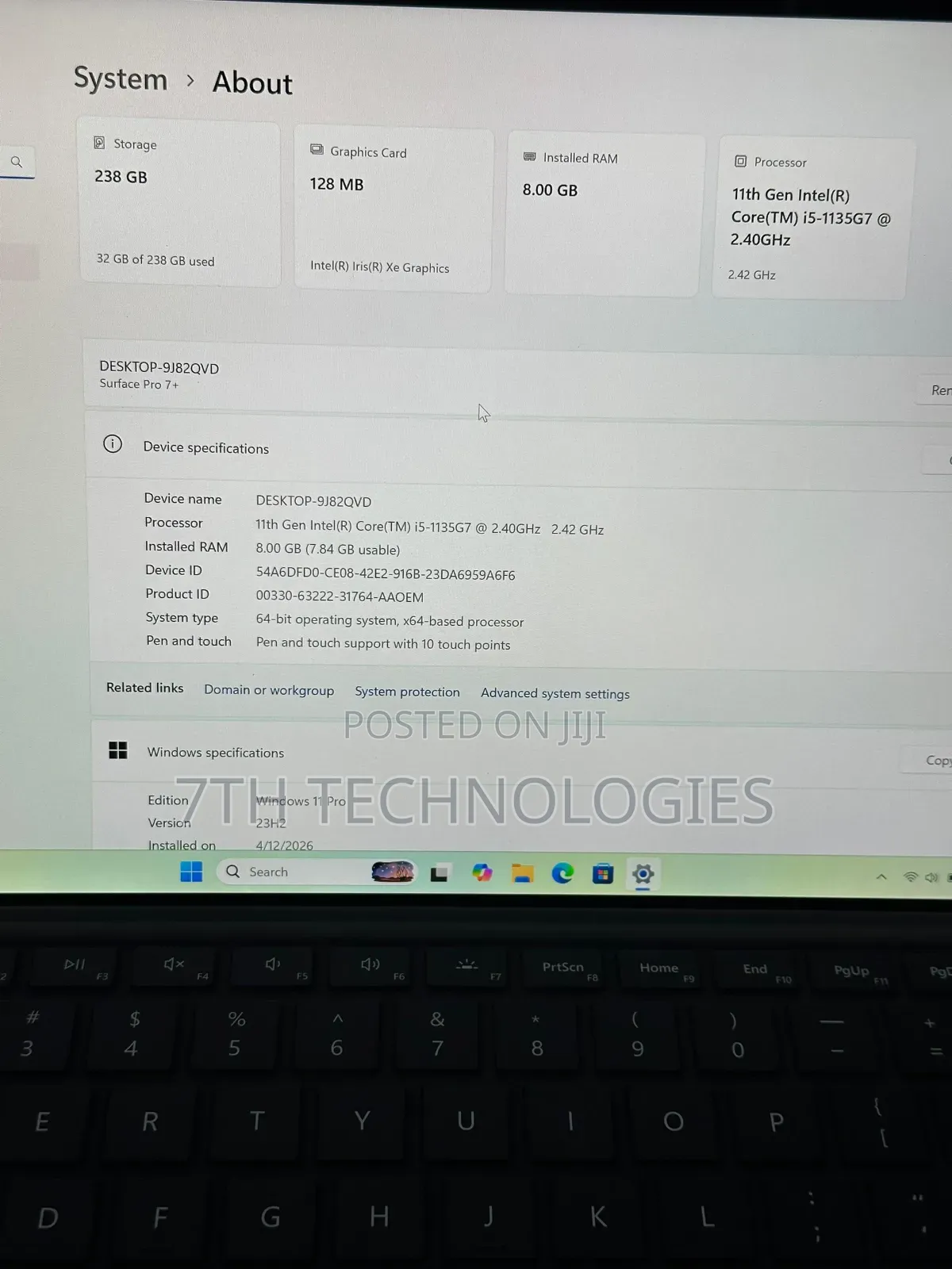 Laptop Microsoft Surface Pro 7+ 8GB Intel Core i5 SSD 256GB