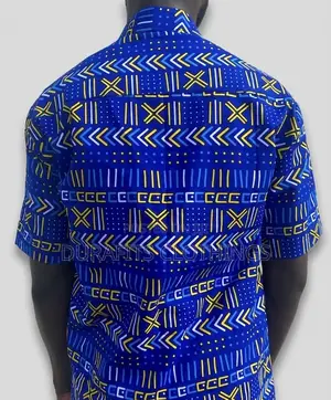 African Print Shirt in Cobalt Blue