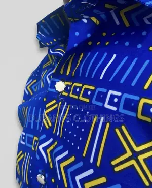 African Print Shirt in Cobalt Blue