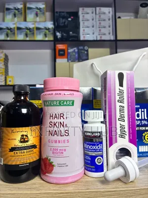Kirkland Minoxidil, Derma Roller,Castar Oil Large Size and Gummies
