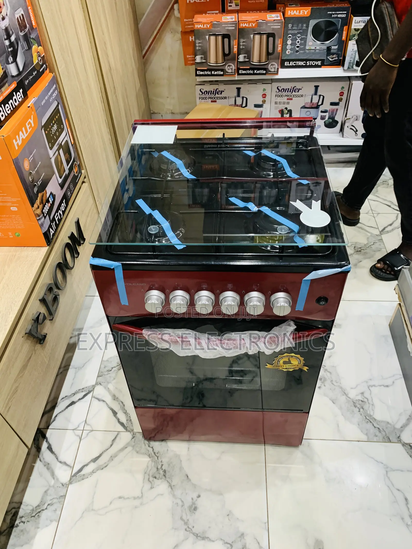Call and Order Volcano Gas Cooker Oven Red 50/50 4burner