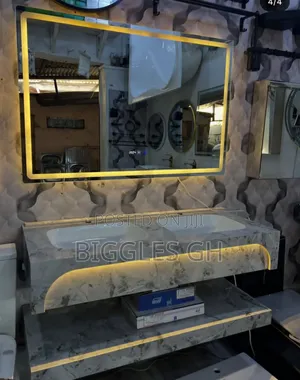 Stone/ Marble Cabinet Basin - Double Cabinet With Led Mirror