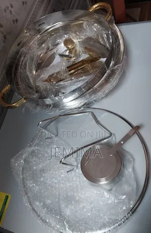 5.5l Stainless Steel/Gold Chaffing Dish With Glass Cover and a Hook