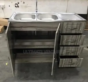 Modern Double Bowl Stainless Steel Kitchen Sink Cabinet With Drawers