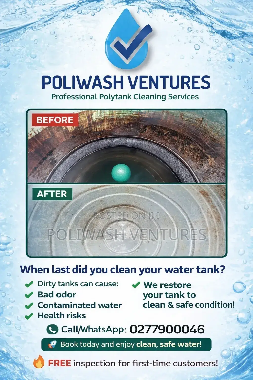 Water Storage Cleaning And General Cleaning Services