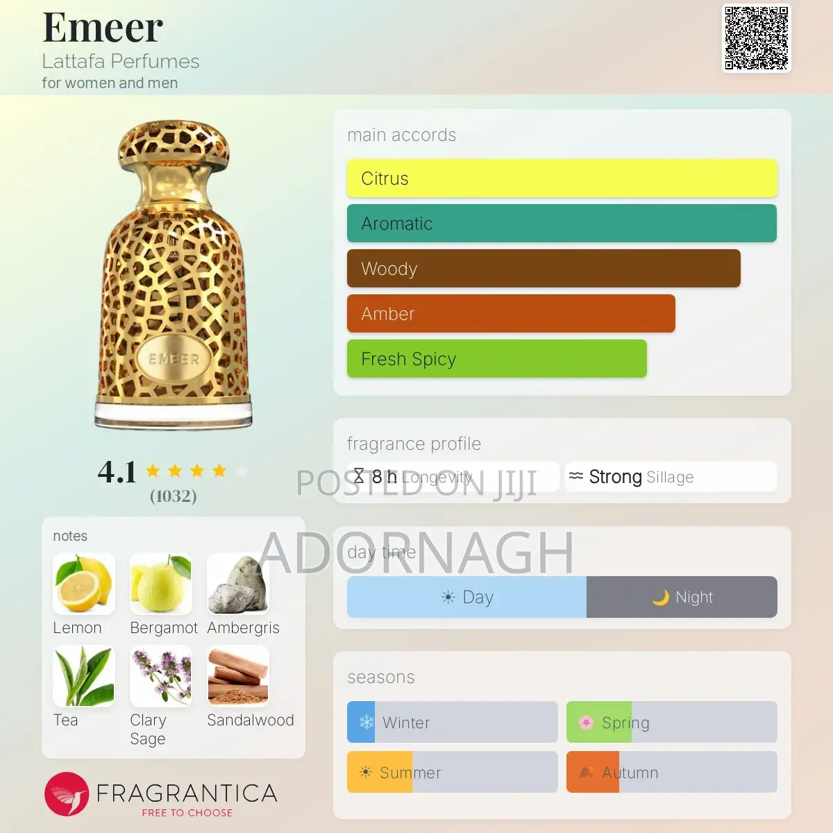 Lattafa Emeer 100ml Edp Long Lasting Unisex Perfume
