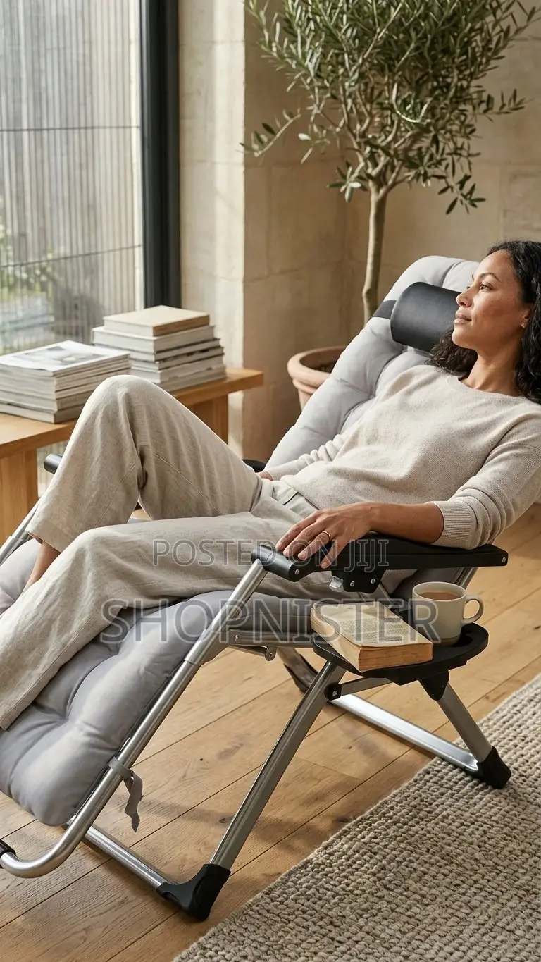 Luxury Folding Recliner With Thick Cushion Side Tray