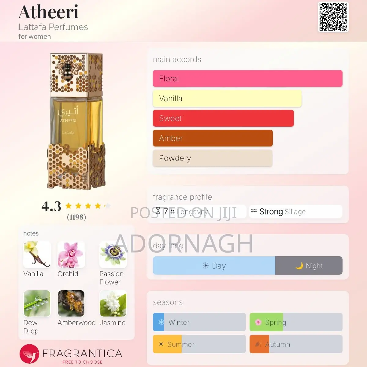 Lattafa Atheeri 100ml Edp Long Lasting Women Perfume