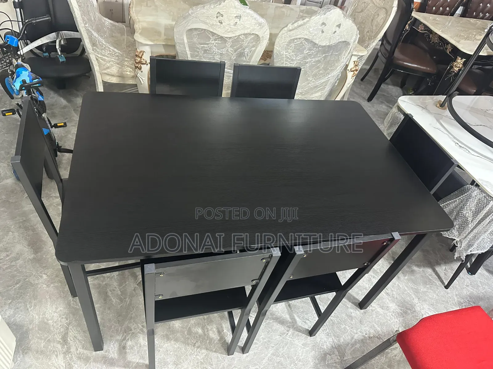 Black Wooden Dining Table Set