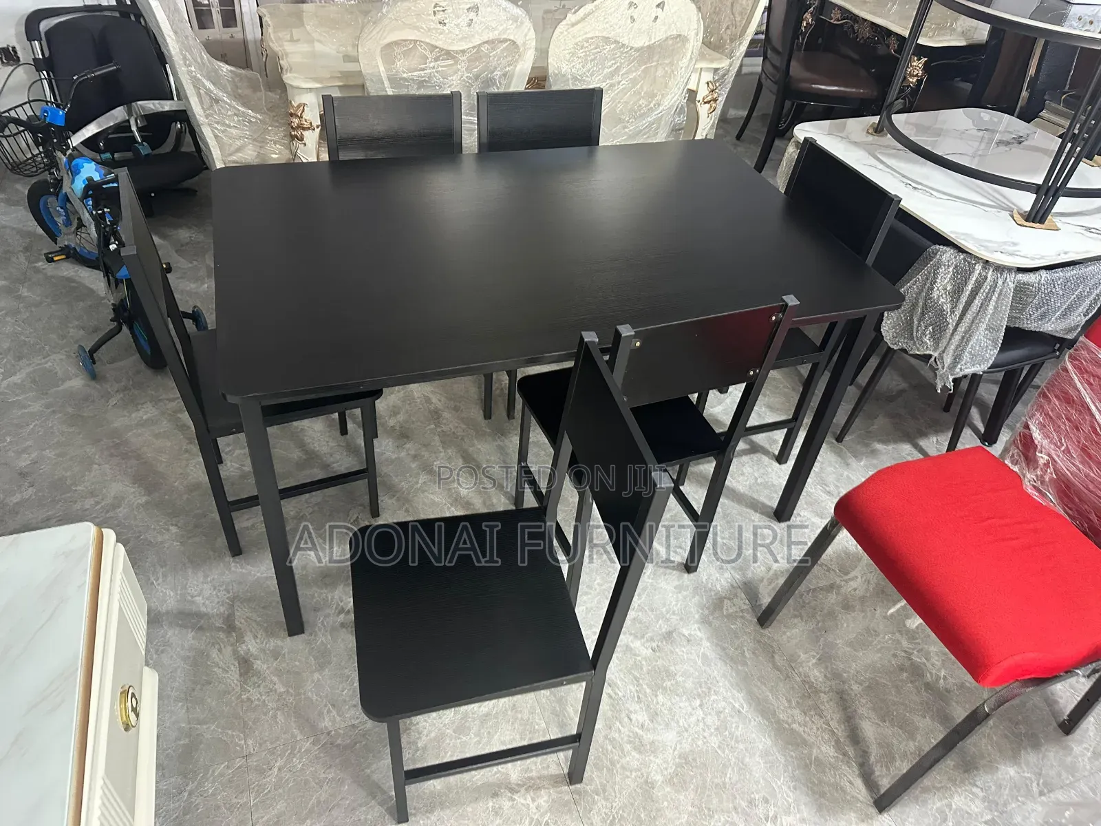 Black Wooden Dining Table Set