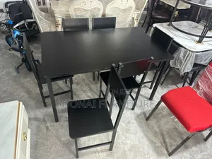 Black Wooden Dining Table Set