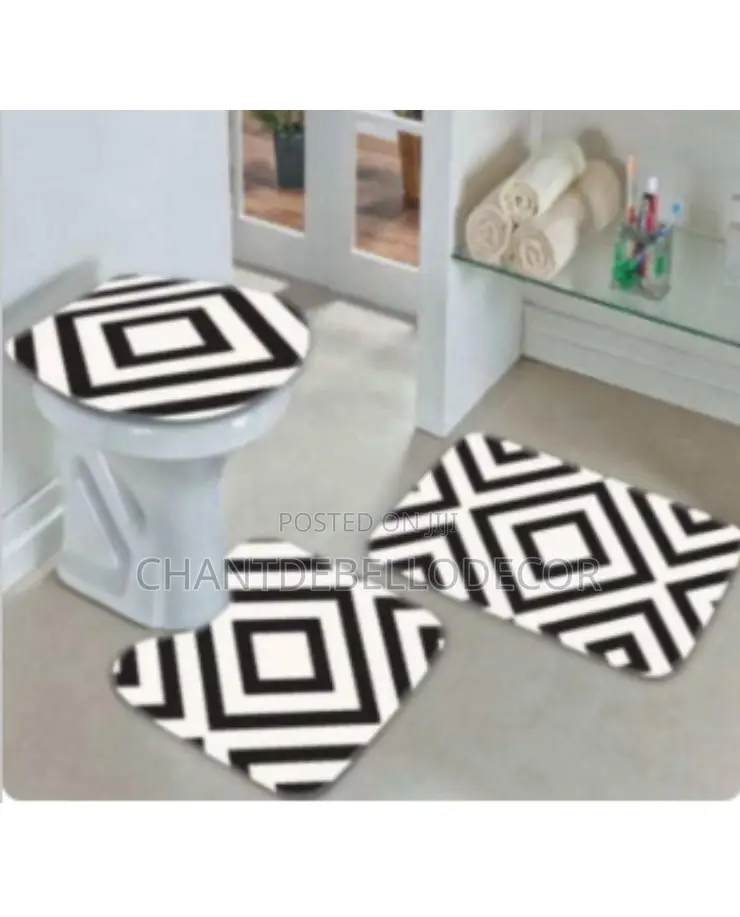 3-Pieces Toilet Mats Set( Kindly Slide Left for More Designs )