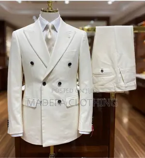 Elegant Light Blue Double Breasted Wool Suit-Brand New