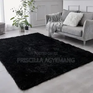 Beautiful Plain Black Fluffy Carpet