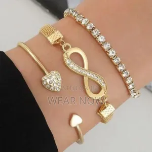3 Set Bracelets Bangles Ft Symbols and Heart Design