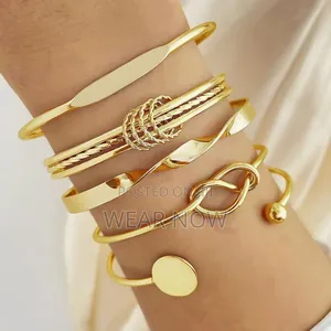  Gold Plated Bangle Bracelet Set for Women