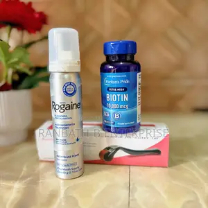 Rogaine Minoxidil Plus Puritan Biotin Plus Derma Roller