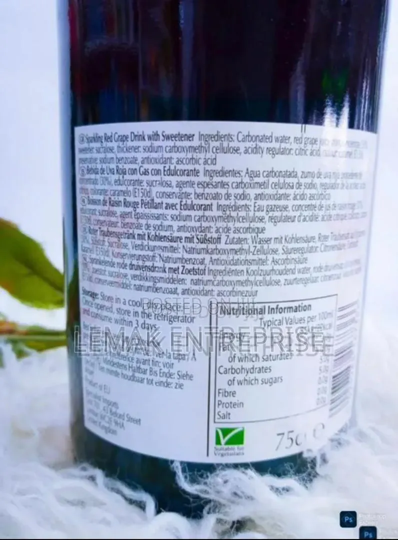 De Vina Non - Alcoholic Sparkling Red Grape Drink 750 Ml