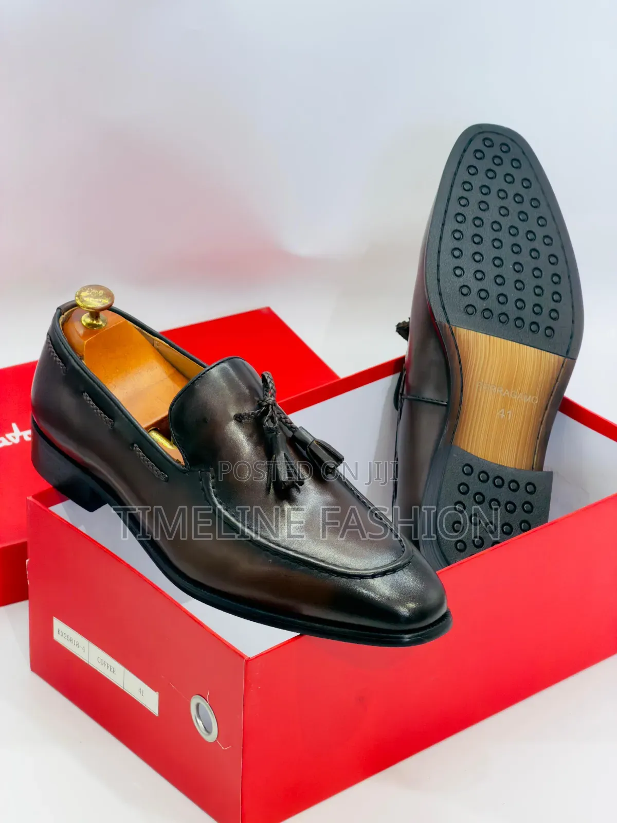 Coffee Brown Salvatore Ferragamo Men's Stylish Ring My Bell Shoes
