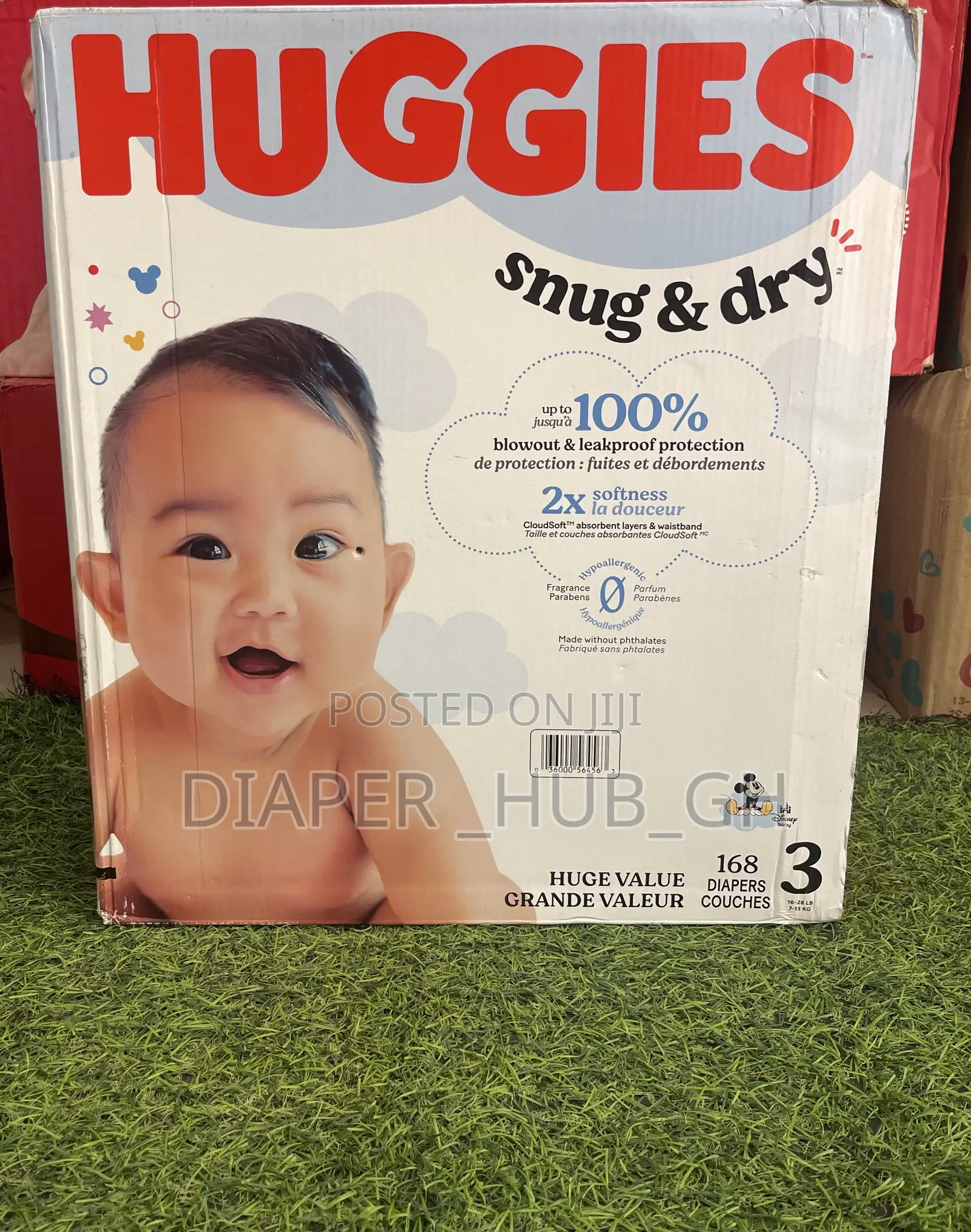 Huggies Snug Dry Baby Diapers, Size 3(7-13kg) (16-28 Lbs), 168 Count