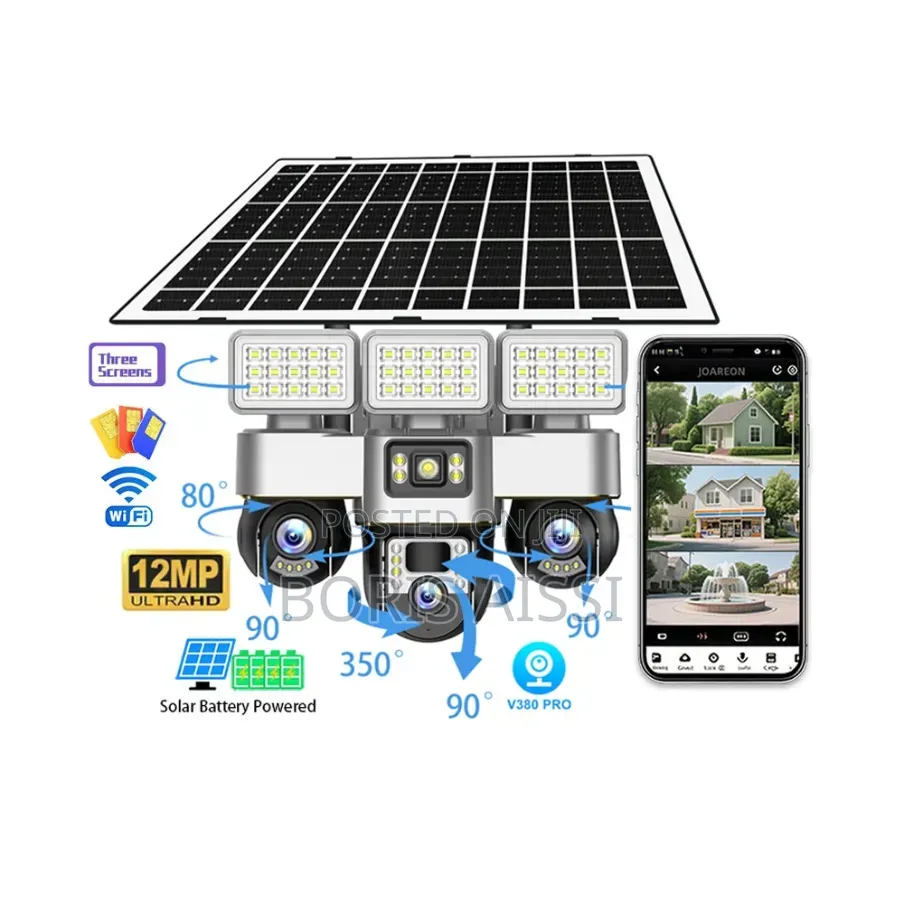 V380 Pro 3 Lens 4g Solar Smart Alarm Security PTZ CCTV 2ways Audio